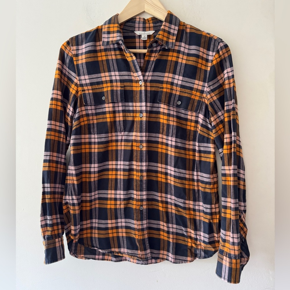 NWOT LL Bean Signature Women’s Plaid Flannel‎ Button Down Top